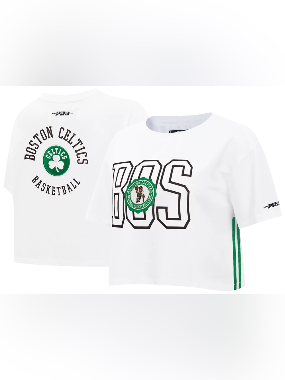 Pro Standard Women's Boston Celtics White Crest Emblem Boxy T-Shirt NWT Size L
